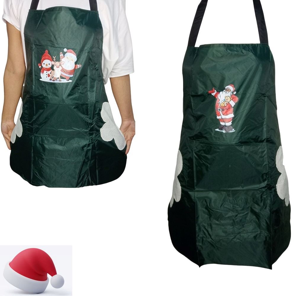 Mandil delantal de cocina navideño verde